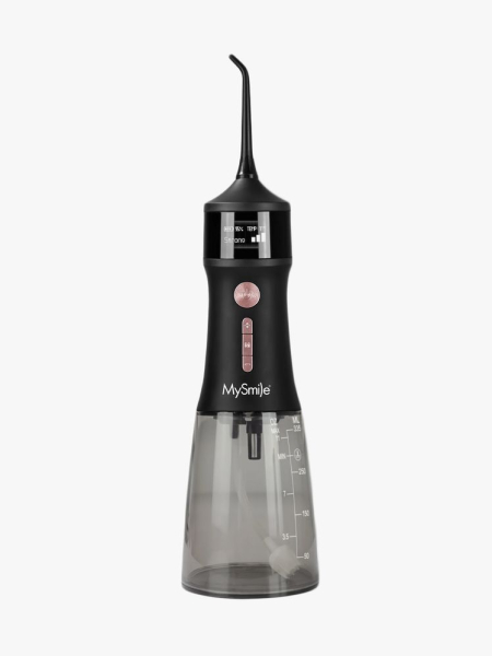 MySmile Cordless Professional Water Flosser in branded component on a light gray background